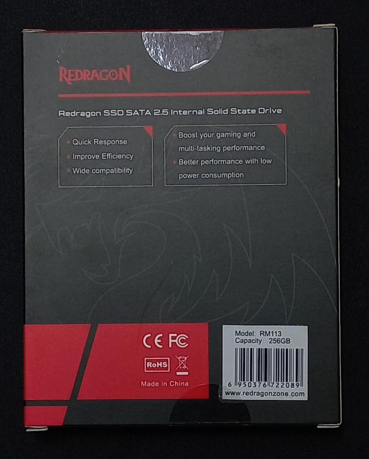 RADRAGON RM113  256GB SSD SATA 2.5 READ SPEED UP TO 500MB/sWRITE SPEED UP TO400MB/s DRAGON KIGHT