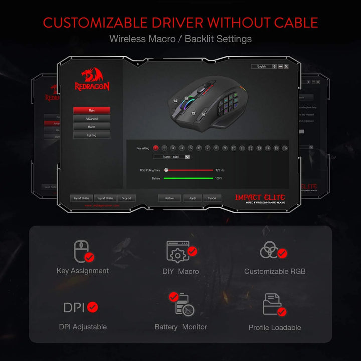 Redragon M913 Impact Elite Wireless Gaming Mouse