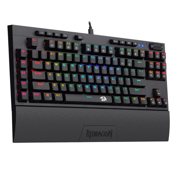 REDRAGON K588 RGB BACKLIT MECHANICAL GAMING KEYBOARD WITH PROGRAMMABLE KEYS MACRO RECORDING OPTICAL BLUE SWITCHES TENKEYLESS WITH DETACHABLE PALM REST & USB-C USB FOR WINDOWS PC