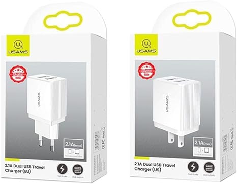 Usams us-cc090 t24 2.1a dual usb travel charger(eu)