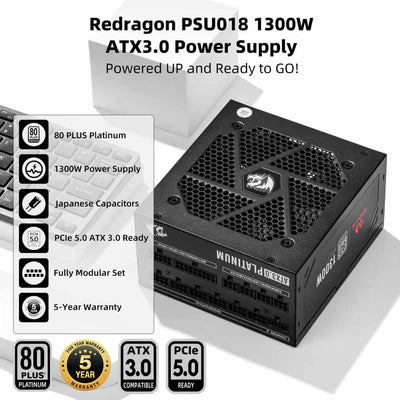 Redragon PS018 80 Plus Platinum 1300 Watt ATX 3.0 Fully Modular Power Supply