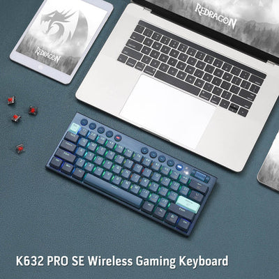 Redragon K632 PRO HORUS MINI 60% Wireless RGB Mechanical Keyboard, Bluetooth/2.4Ghz/Wired Tri-Mode Ultra-Thin Low Profile Gaming Keyboard w/No-Lag Connection, Dedicated Media Control & Linear Red Switch