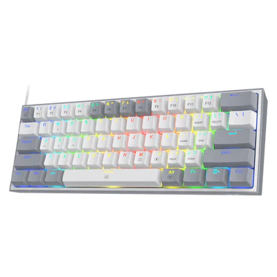 Redragon K616 FIZZ 60% Wired RGB Gaming Keyboard, 61 Keys Compact Mechanical Keyboard w/ White & Grey Mixed-Colored Keycaps,