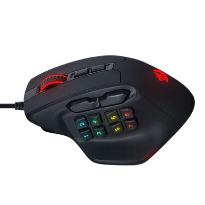 Redragon M811 Aatrox MMO Gaming Mouse, 15 Programmable Buttons Wired RGB Gamer Mouse w/ Ergonomic Natural Grip Build, 10 Side Macro Keys, Software Supports DIY Keybinds & Backlit