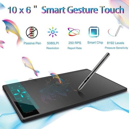 VEIKK A30 Drawing Tablet 10x6 Inch Graphics Tablet with Battery-Free Pen and 8192 Professional Levels Pressure